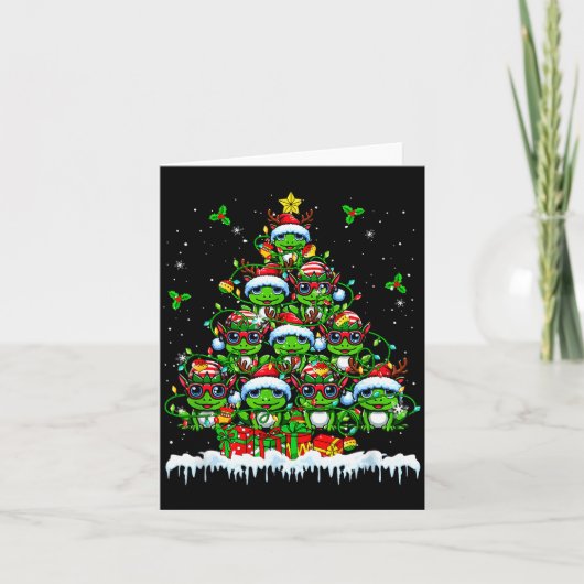 Group Santa Reindeer Elf Frogs Xmas Tree Colorful Karte (Vorderseite)