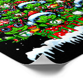 Group Santa Reindeer Elf Frogs Xmas Tree Colorful  Poster (Ecke)