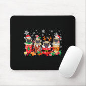 Group Santa Reindeer Pugs In Coffee C Christmas Mousepad (Mit Mouse)