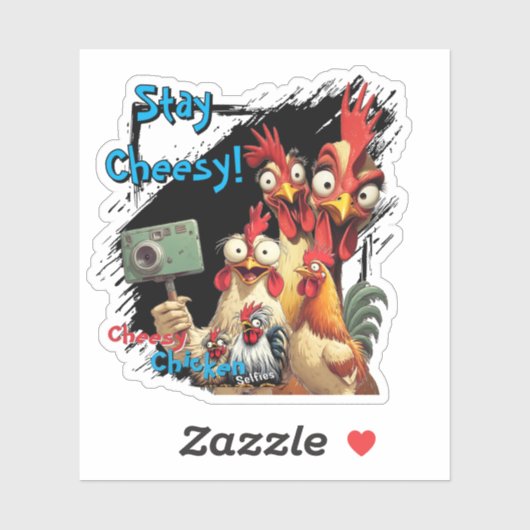 "Group Selfie Sticker" Chessy Chicken Vinyl Aufkleber (Blatt)