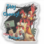 "Group Selfie Sticker" Chessy Chicken Vinyl Aufkleber (Vorderseite)