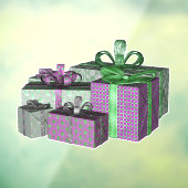 Group Shiny Wrapped Christmas Present Green Purple Fensteraufkleber (Blatt 3)