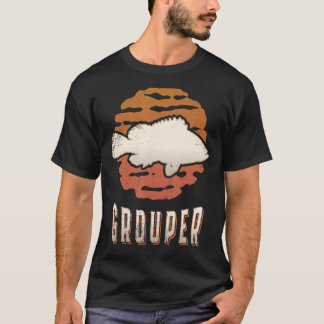 Grouper Fish Vintag Retro Classic Animal Sunset T-Shirt