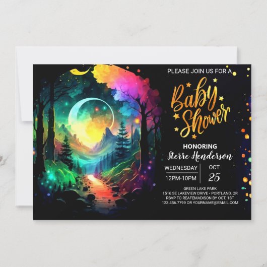 Grove Timberland in die Woods Baby Dusche Einladung (Vorderseite)