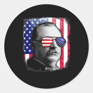 Grover Cleveland US Flag 4. Juli Runder Aufkleber