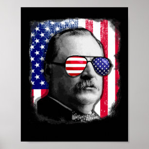 Grover Cleveland US-Flagge 4. Juli Poster