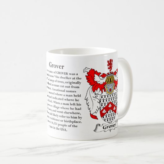 Grover-Familien-Wappen Kaffeetasse (VorderseiteRechts)