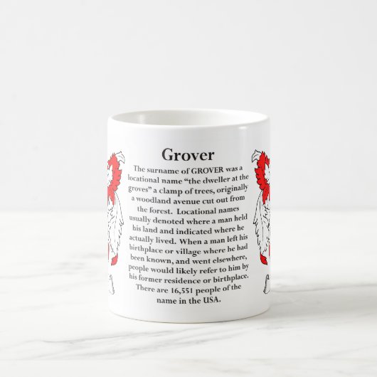 Grover-Familien-Wappen Kaffeetasse (Mittel)
