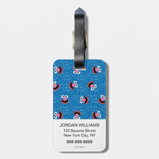 Grover Furry Face Muster Gepäckanhänger (Rückseite vertikal)