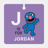 Grover | Personalisierter Name mit Foto Ornament Aus Metall (Vorderseite)