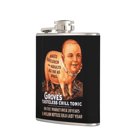 Groves Tonic macht Kinder und Erwachsene fett als  Flachmann (Links)