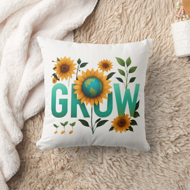 Grow Earth Sunflower Eco Design Kissen (Decke)