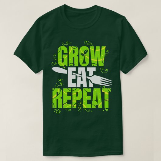 Grow Eat Wiederholung vegetarische Vegan T-Shirt (Design vorne)