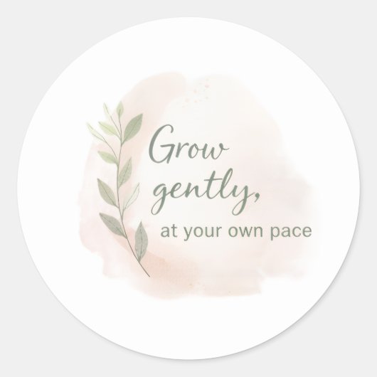 Grow Gently – Minimal Aesthetic Quote Design | Dil Runder Aufkleber (Vorderseite)
