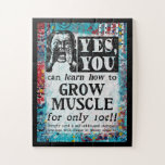 Grow Muscle - Funny Vintage Ad Puzzle<br><div class="desc">A whimsical faux vintage victorian newspaper ad to 'Learn How To Grow Muscle'.</div>