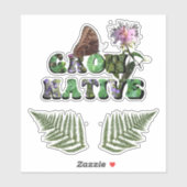 "Grow Native!" mit Farn-Blätter Aufkleber (Blatt)