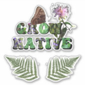 "Grow Native!" mit Farn-Blätter Aufkleber (Vorderseite)