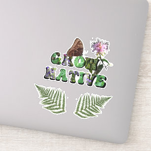 "Grow Native!" mit Farn-Blätter Aufkleber