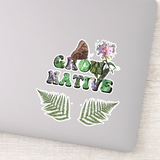 "Grow Native!" mit Farn-Blätter Aufkleber (Detail)