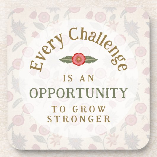 "Grow Stronger" Affirmation Getränkeuntersetzer (Vorderseite)