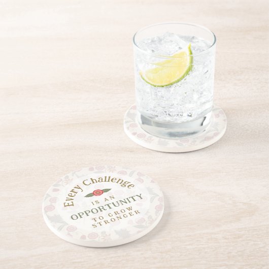 "Grow Stronger" Affirmation Getränkeuntersetzer (Seite)