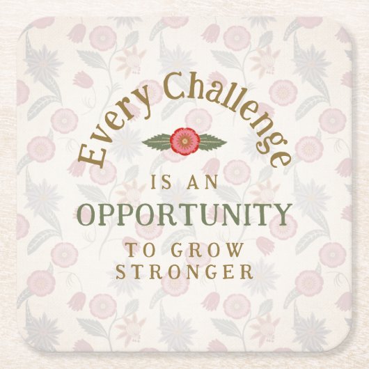 "Grow Stronger" Affirmation Rechteckiger Pappuntersetzer (Vorderseite)