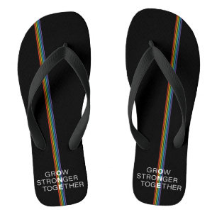 Grow Stronger Rainbow Strip Black Badesandalen