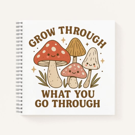 Grow Through It” Mushroom Wellness Journal Notizblock (Vorderseite)