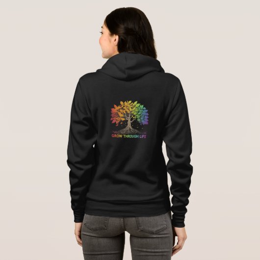 "Grow Through Life" Full-Zip Hoodie. Hoodie (Schwarz voll)
