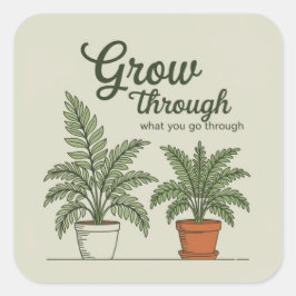 Grow through what you go through quadratischer aufkleber