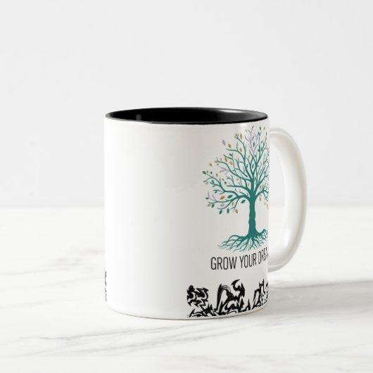 Grow Your Dreams Mug – Follow Your Dreams Inspirat Zweifarbige Tasse (VorderseiteRechts)