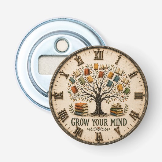 Grow Your Mind Book Reading Teacher Gift Flaschenöffner (Vorderseite)