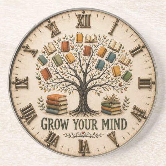 Grow Your Mind Book Reading Teacher Gift Getränkeuntersetzer (Vorne)