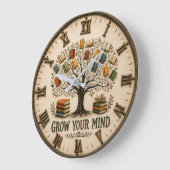 Grow Your Mind Book Reading Teacher Gift Große Wanduhr (Winkel)