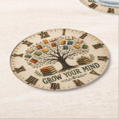 Grow Your Mind Book Reading Teacher Gift Runder Pappuntersetzer (Angewinkelt)