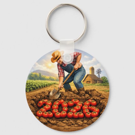 “Grow Your Own Luck Tomato Farming Keychain” Schlüsselanhänger (Vorderseite)