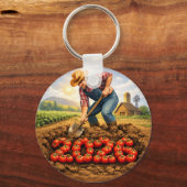 “Grow Your Own Luck Tomato Farming Keychain” Schlüsselanhänger (Vorderseite)