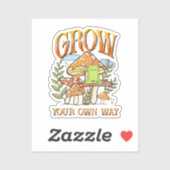 "Grow your own way" | Frosch und Pilze vermitteln Aufkleber (Blatt)