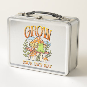"Grow your own way" Frosch und Pilze vermitteln Metall Brotdose