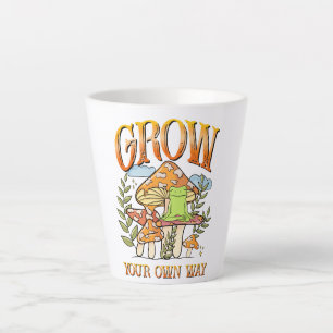 "Grow your own way"   Frosch und Pilze vermitteln Milchtasse