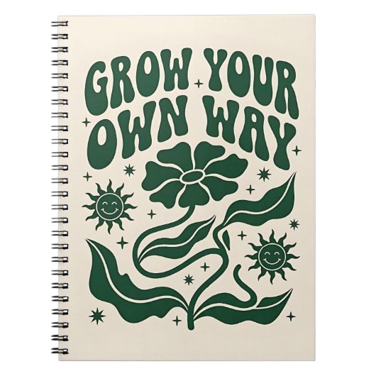 Grow Your Own Way | Green Motivational Retro Notizblock (Vorderseite)