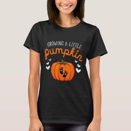 Growing A-little Pumpkin Halloween Pregnancy Annou T-Shirt (Vorderseite)