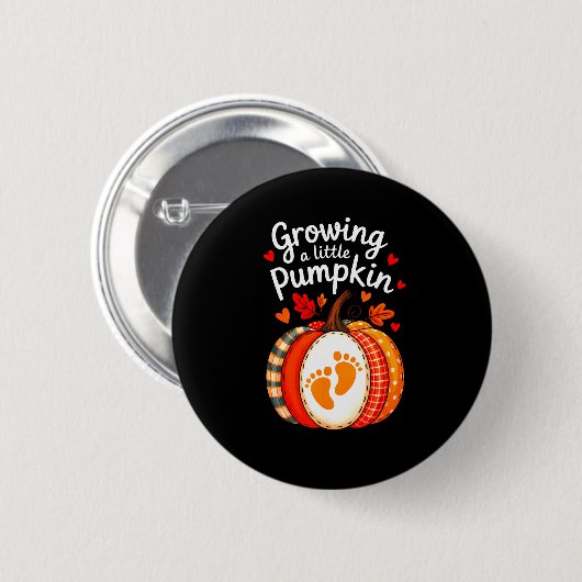 Growing A Little Pumpkin Maternity Pregnancy Thank Button (Vorne & Hinten)