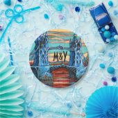 Growing Bridge in einer fantasievollen Stadt Dinne Pappteller (Party)