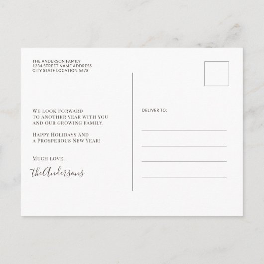 Growing Family 2 Kids Foto Frohe Weihnachten Postkarte (Rückseite)