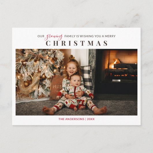 Growing Family Children Foto frohe Weihnachten Postkarte (Vorderseite)