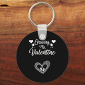 Growing My Valentine Pregnancy New Mom Valentines Schlüsselanhänger (Vorderseite)