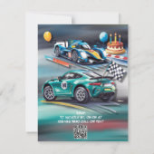 Growing Up To Fast Boy Birthday Party Invitation RSVP Karte (Rückseite)