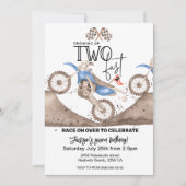 Growing up TWO FAST Blue Dirt Bike 2nd birthday Einladung (Vorderseite)