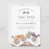 Growing Up Two Fast Monster Truck Birthday Einladung (Vorderseite)